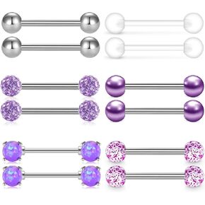 QWALIT Tongue Nipple Rings 14G Nipplerings Straight Barbell Surgical Steel Viper Tongue Tip Piercing Nipple Piercing Bar & Flexible Retainer for Women Girls 5/8" 16mm 14mm 9/16" in Saudi Arabia