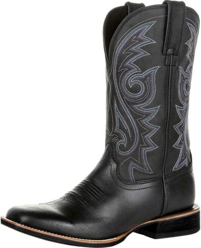 Mens Brown Cowboy Boots Square Toe Shoes Fall Boots for Men Leather Country Work Boot in Kuwait
