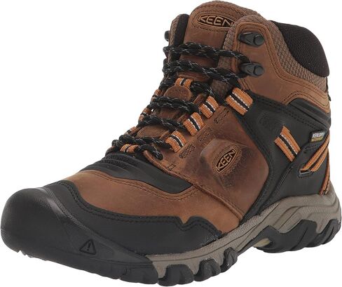 KEEN Men's Ridge Flex Mid Height Waterproof Hiking Boots, Bison/Golden Brown, 9 Wide in Saudi Arabia
