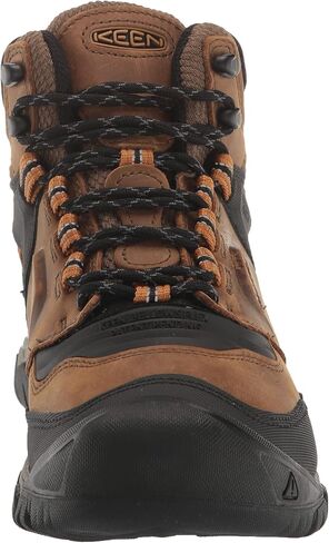 KEEN Men's Ridge Flex Mid Height Waterproof Hiking Boots, Bison/Golden Brown, 9 Wide in Saudi Arabia