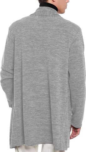 Ohoo Mens Long Sleeve Draped Lightweight Open Front Shawl Collar Longline Cardigan in Kuwait