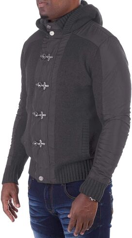 سترة بقلنسوة للرجال من XRAY JEANS محبوكة بلونين مع زر معدني وقلنسوة مبطنة بالشيربا in Kuwait