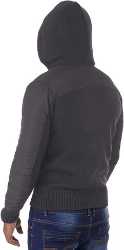 سترة بقلنسوة للرجال من XRAY JEANS محبوكة بلونين مع زر معدني وقلنسوة مبطنة بالشيربا in Kuwait