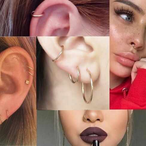 5Pairs Surgical Stainless Steel 16G Sleeper Cartilage Daith Tiny Small Hoop Earrings Mini Septum Hinged Clicker Nose Ring Helix Tragus Piercings Unisex Fashion Huggie Hoops Set 6-14MM in Saudi Arabia