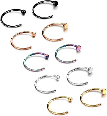 JewelrieShop خواتم الأنف هوب 20 جرام الفولاذ المقاوم للصدأ ثقب الأنف مجوهرات وهمية الشفاه هوب خواتم للنساء الرجال in Kuwait