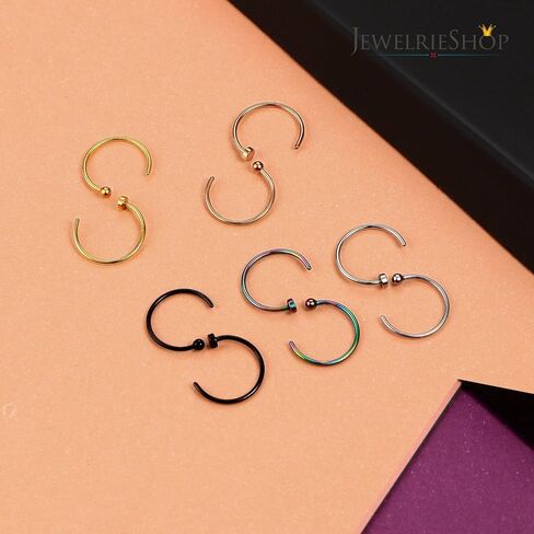 JewelrieShop خواتم الأنف هوب 20 جرام الفولاذ المقاوم للصدأ ثقب الأنف مجوهرات وهمية الشفاه هوب خواتم للنساء الرجال in Kuwait