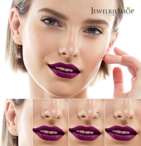 JewelrieShop خواتم الأنف هوب 20 جرام الفولاذ المقاوم للصدأ ثقب الأنف مجوهرات وهمية الشفاه هوب خواتم للنساء الرجال in Kuwait