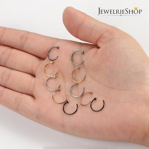 JewelrieShop خواتم الأنف هوب 20 جرام الفولاذ المقاوم للصدأ ثقب الأنف مجوهرات وهمية الشفاه هوب خواتم للنساء الرجال in Kuwait