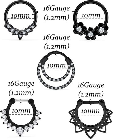 Vsnnsns 16G Septum Jewelry Septum Ring Piercing Jewelry Opal Septum Clicker Ring and Horseshoe Barbell Stainless Steel Septum Nose Rings Hoop Piercing Jewelry for Men Women 10mm 12pcs in Saudi Arabia