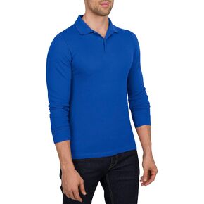 Three Sixty Six Men’s Untucked Casual Long Sleeve Polo - Collared Untuck Shirt with Two Button Placket and Stretch Fabric