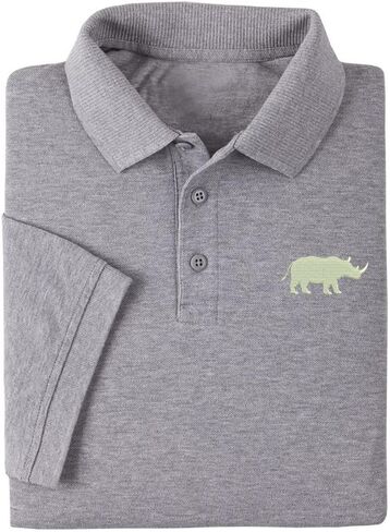 Mens Polo Shirts Short Sleeve Rhinos Animal Embroidered Casual Polo Shirts in Saudi Arabia