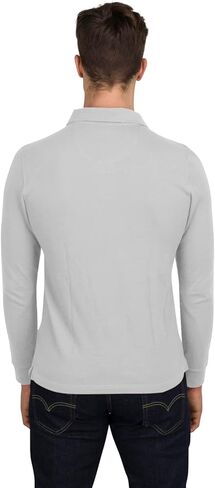 Three Sixty Six Men’s Untucked Casual Long Sleeve Polo - Collared Untuck Shirt with Two Button Placket and Stretch Fabric in Kuwait