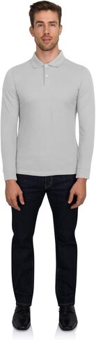 Three Sixty Six Men’s Untucked Casual Long Sleeve Polo - Collared Untuck Shirt with Two Button Placket and Stretch Fabric in Kuwait