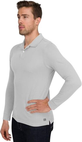 Three Sixty Six Men’s Untucked Casual Long Sleeve Polo - Collared Untuck Shirt with Two Button Placket and Stretch Fabric in Kuwait