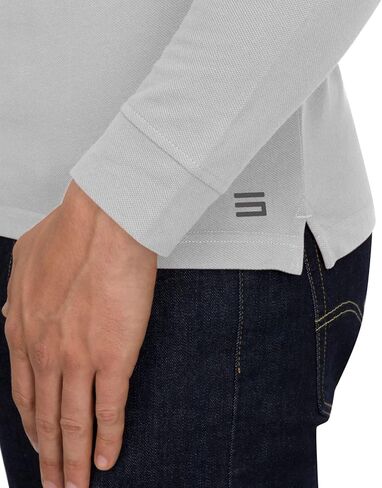 Three Sixty Six Men’s Untucked Casual Long Sleeve Polo - Collared Untuck Shirt with Two Button Placket and Stretch Fabric in Kuwait