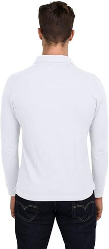 Three Sixty Six Men’s Untucked Casual Long Sleeve Polo - Collared Untuck Shirt with Two Button Placket and Stretch Fabric in Kuwait