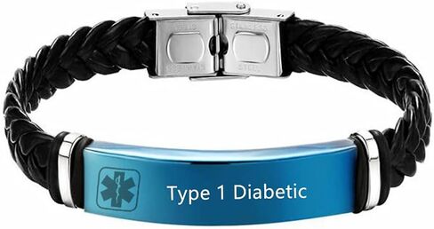 ZKXXJ Medical Bracelets for Adults Teens,Adjustable Braided Leather Wristband Emergency Identification Cuff Bracelets Health Alert Systems Awareness Jewelry for Men Women in Kuwait