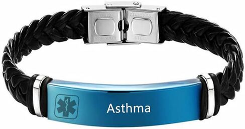 ZKXXJ Medical Bracelets for Adults Teens,Adjustable Braided Leather Wristband Emergency Identification Cuff Bracelets Health Alert Systems Awareness Jewelry for Men Women in Kuwait