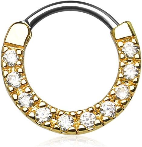 Forbidden Body Jewelry 16g 10mm Rounded Top Pave CZ Crystal Tiny Clicker Hoop for Septum and Cartilage Piercings in Saudi Arabia