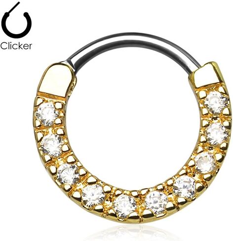Forbidden Body Jewelry 16g 10mm Rounded Top Pave CZ Crystal Tiny Clicker Hoop for Septum and Cartilage Piercings in Saudi Arabia