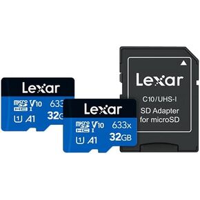 Lexar 32GB (2-Pack) High-Performance 633x micro SD Card w/ SD Adapter, UHS-I, C10, U1, A1, Full-HD & 4K Video, Up To 100MB/s Read, for Smartphones, Tablets, and Action Cameras (LMS0633032G-B2ANU)