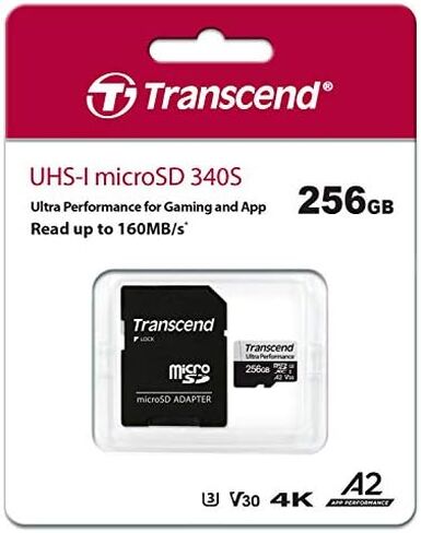 ترانسيند 256 جيجا microSDXC 340S بطاقة ذاكرة عالية الأداء UHS- I, U3, V30, A2, 4K, فل اتش دي - TS256GUSD340S in Kuwait