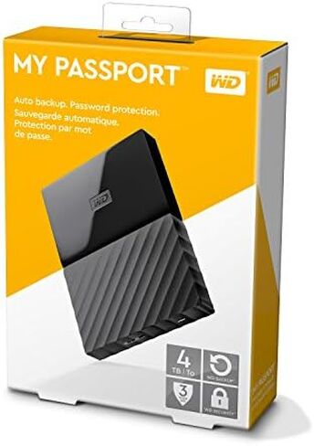 WD 4TB Black My Passport Portable External Hard Drive - USB 3.0 - WDBYFT0040BBK-WESN in Kuwait
