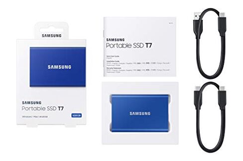 Samsung T7 Portable SSD 1TB - Up to 1050MB/s - USB 3.2 External Solid State Drive, Blue (MU-PC1T0H/AM) in Kuwait
