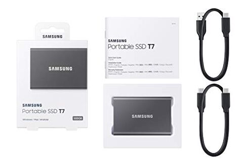 سامسونج وسيط تخزين ذو حالة ثابتة خارجي محمول T7 500GB USB 3.2 رمادي (MU-PC500T)، MU-PC500T/AM in Kuwait