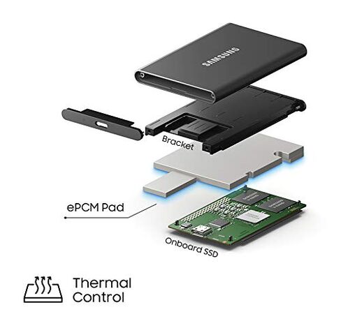 سامسونج وسيط تخزين ذو حالة ثابتة خارجي محمول T7 500GB USB 3.2 رمادي (MU-PC500T)، MU-PC500T/AM in Kuwait