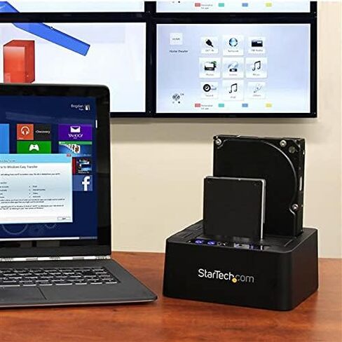 StarTech.com USB 3.1 (10 جيجابت في الثانية) قاعدة نسخ القرص الصلب لـ 2.5 بوصة و3.5 بوصة SATA SSD HDD + 4Kn - USB/ USB-C [متوافق مع Thunderbolt 3] Cloner (SDOCK2U313R)، أسود in Kuwait