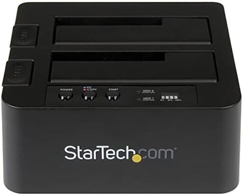 StarTech.com USB 3.1 (10 جيجابت في الثانية) قاعدة نسخ القرص الصلب لـ 2.5 بوصة و3.5 بوصة SATA SSD HDD + 4Kn - USB/ USB-C [متوافق مع Thunderbolt 3] Cloner (SDOCK2U313R)، أسود in Kuwait