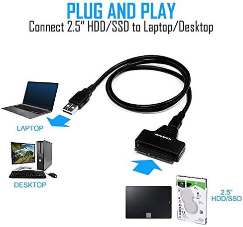 Kingwin USB 3.0 to SSD/SATA Adapter for 2.5 Inch Hard Drives. Support All 2.5" SSD & SATA Types of Drives. Hot Plug & Play. Perfect Solution for Easily Access [Optimized for 2.5" SSD] (ADP-07U3) in Saudi Arabia
