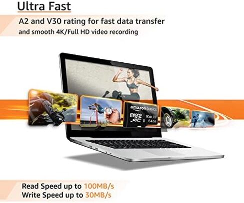 بطاقة ذاكرة microSDXC بسعة 64 جيجابايت من Amazon Basics مع محول بالحجم الكامل in Kuwait