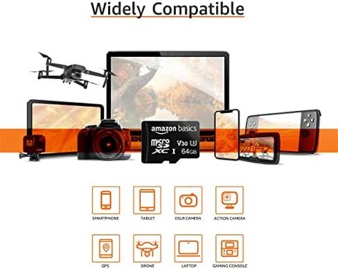 بطاقة ذاكرة microSDXC بسعة 64 جيجابايت من Amazon Basics مع محول بالحجم الكامل in Kuwait
