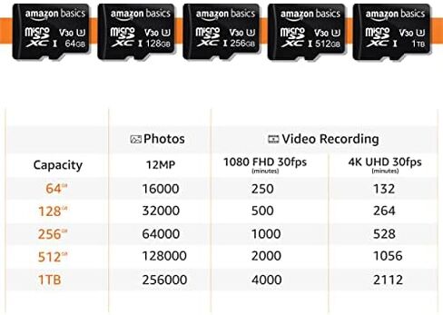 بطاقة ذاكرة microSDXC بسعة 64 جيجابايت من Amazon Basics مع محول بالحجم الكامل in Kuwait