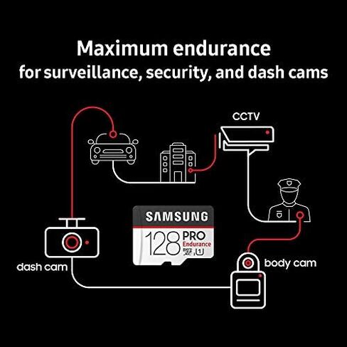 Samsung PRO Endurance 100MB/s (U1) MicroSDXC Memory Card with Adapter (MB-MJ128GA/AM) in Saudi Arabia