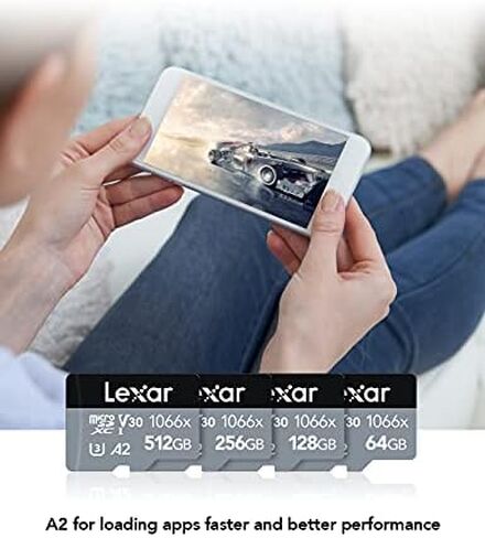 بطاقة Lexar Professional 1066x microSDXC UHS-I مع محول SD سلسلة فضية، قراءة تصل إلى 160 ميجابايت/ثانية، لكاميرات الحركة والطائرات بدون طيار والهواتف الذكية والأجهزة اللوحية المتطورة (LMS1066128G-B2ANU) in Saudi Arabia