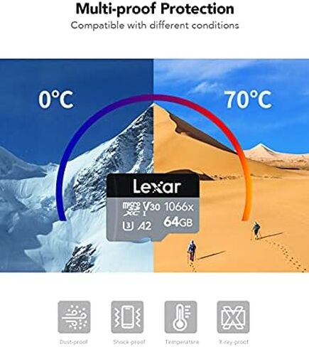 بطاقة Lexar Professional 1066x microSDXC UHS-I مع محول SD سلسلة فضية، قراءة تصل إلى 160 ميجابايت/ثانية، لكاميرات الحركة والطائرات بدون طيار والهواتف الذكية والأجهزة اللوحية المتطورة (LMS1066128G-B2ANU) in Saudi Arabia