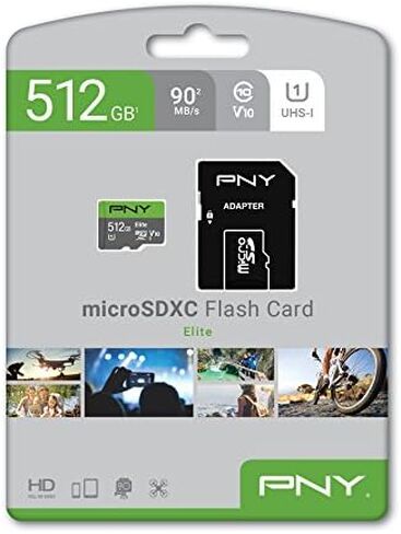 PNY Elite 512GB MicroSDXC Card, Up to 90MB/S – (P-SDU512U190EL-GE) in Kuwait