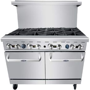Stainless Steel, Commercial Kitchen, Durable, Open Burners 48" Gas Ranges with Oven (8 Burners) in Saudi Arabia