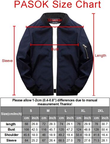 معطف رجالي خفيف الوزن من PASOK، ملابس رياضية، بسحاب، سترة واقية من الرياح، سترة طيران منفوخة in Kuwait