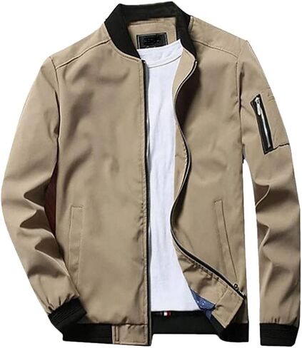 PASOK Men's Lightweight Softshell Coat Sportwear Zipper Windbreaker Flight Bomber Jacket in Saudi Arabia