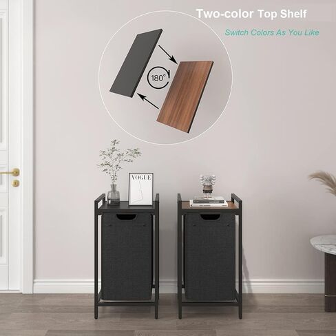 LAATOOREE Laundry Hamper, Two-Color Laundry Basket with Removable Laundry Bag and Top Shelf, Clothes Hamper for Samll Space,Laundry Room, Bedroom, Bathroom in Saudi Arabia