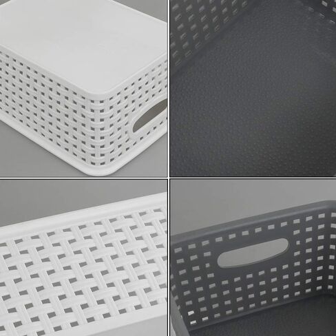 Cand Plastic Storage Baskets, Set of 6 (White, Grey) in Kuwait