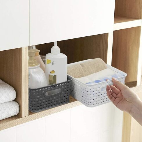 Cand Plastic Storage Baskets, Set of 6 (White, Grey) in Kuwait