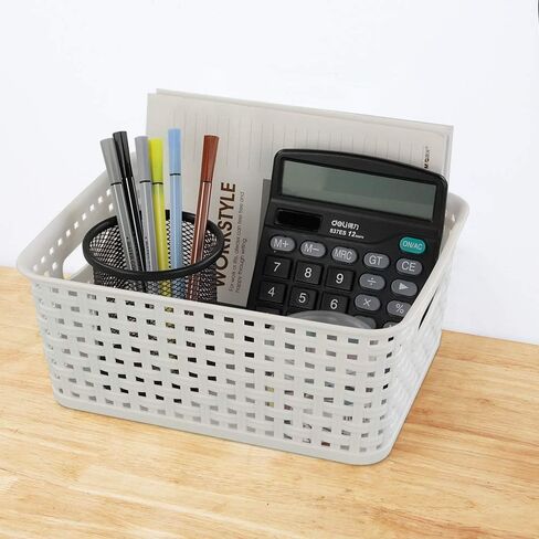 Cand Plastic Storage Baskets, Set of 6 (White, Grey) in Kuwait