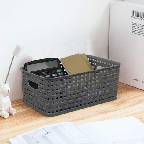 Cand Plastic Storage Baskets, Set of 6 (White, Grey) in Kuwait
