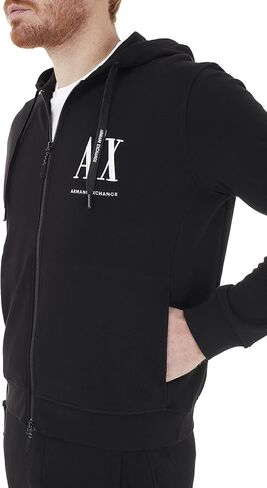 A|X ARMANI EXCHANGE سويت شيرت بقلنسوة مطرز بشعار Icon Project للرجال in Saudi Arabia