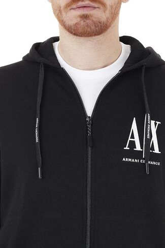 A|X ARMANI EXCHANGE سويت شيرت بقلنسوة مطرز بشعار Icon Project للرجال in Saudi Arabia
